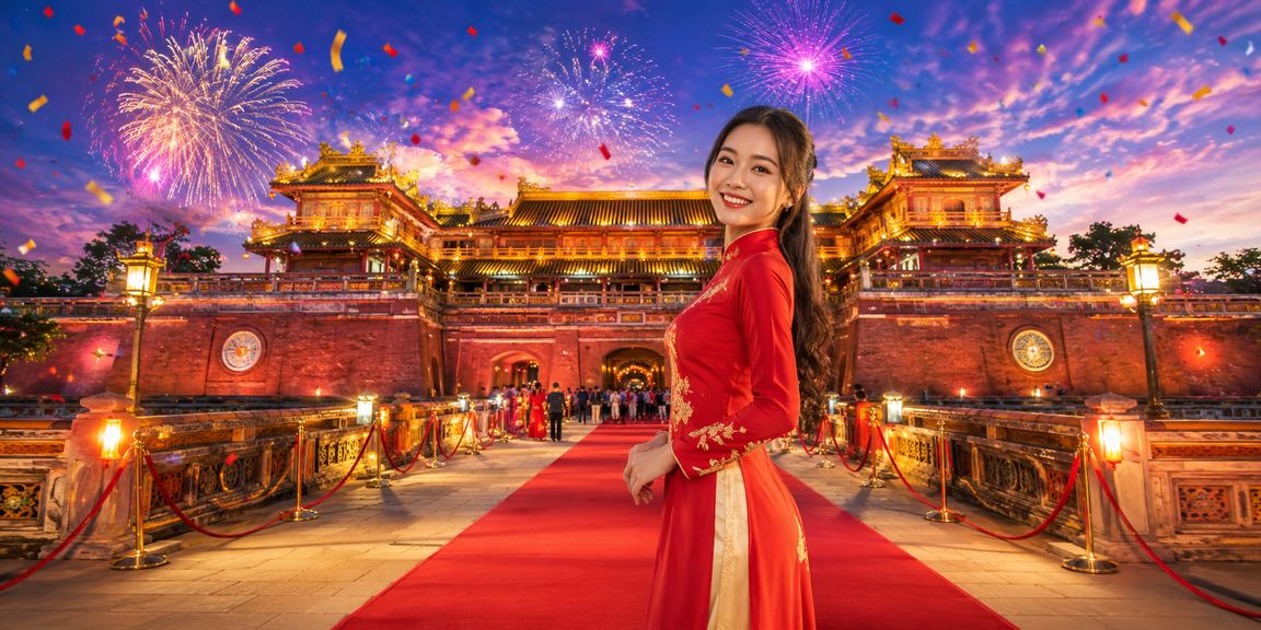 Người dùng trải nghiệm ứng dụng casino xosomien trên điện thoại với áo dài truyền thống tại Huế