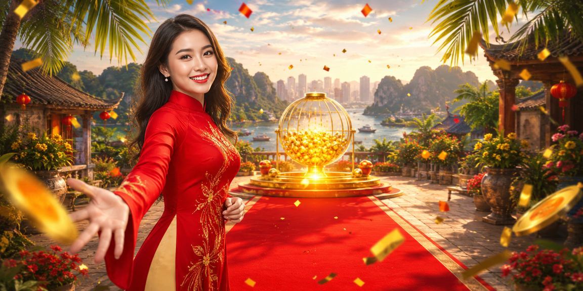 Phụ nữ mặc áo dài tại Ninh Bình dùng điện thoại tham gia xổ số và casino trực tuyến giữa khung cảnh thiên nhiên